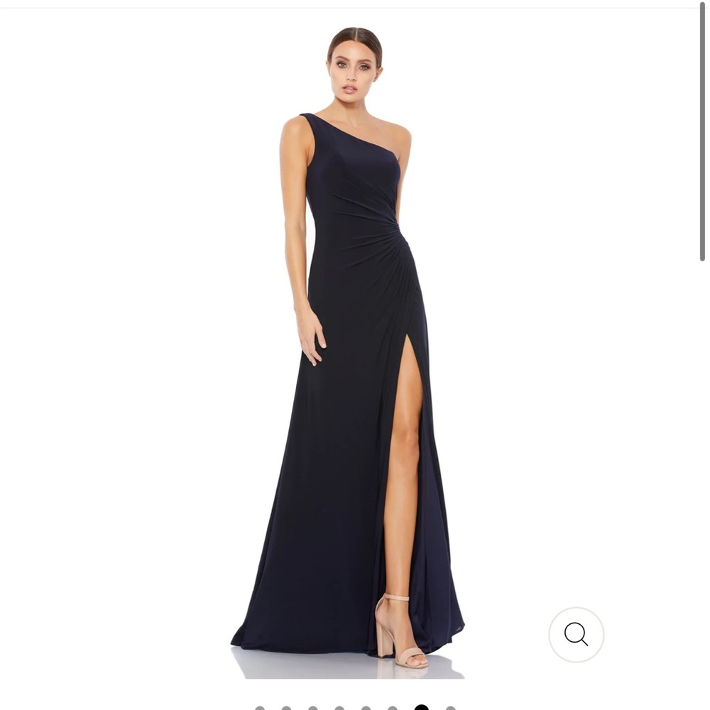 Brand New Max Duggal One Shoulder Ruched Jersey Evening Gown- Midnight Size 4